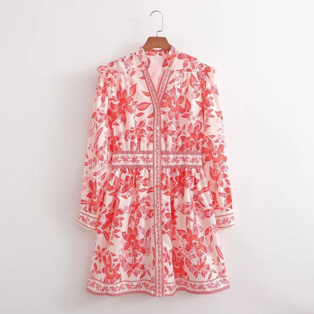 ZARA Floral Print Long Sleeve Dress